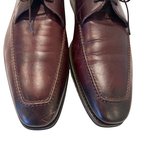Magnanni Pardo Derby Oxfords Burgundy‎ Leather Men's 13 Dress Shoe Quiet Luxury - Picture 2 of 8